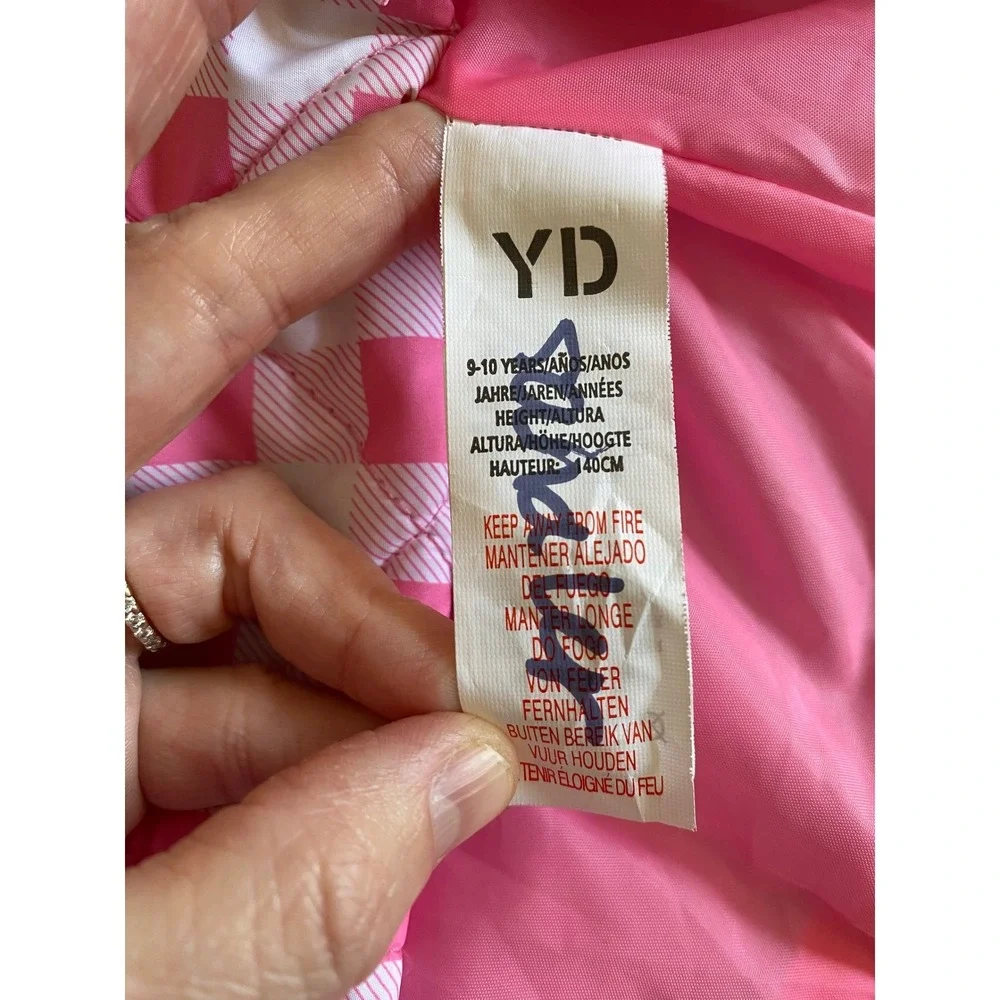 Young‎ Dimension Girls Pink White Gingham Quilted Puffer Vest Size 9-10 Preppy